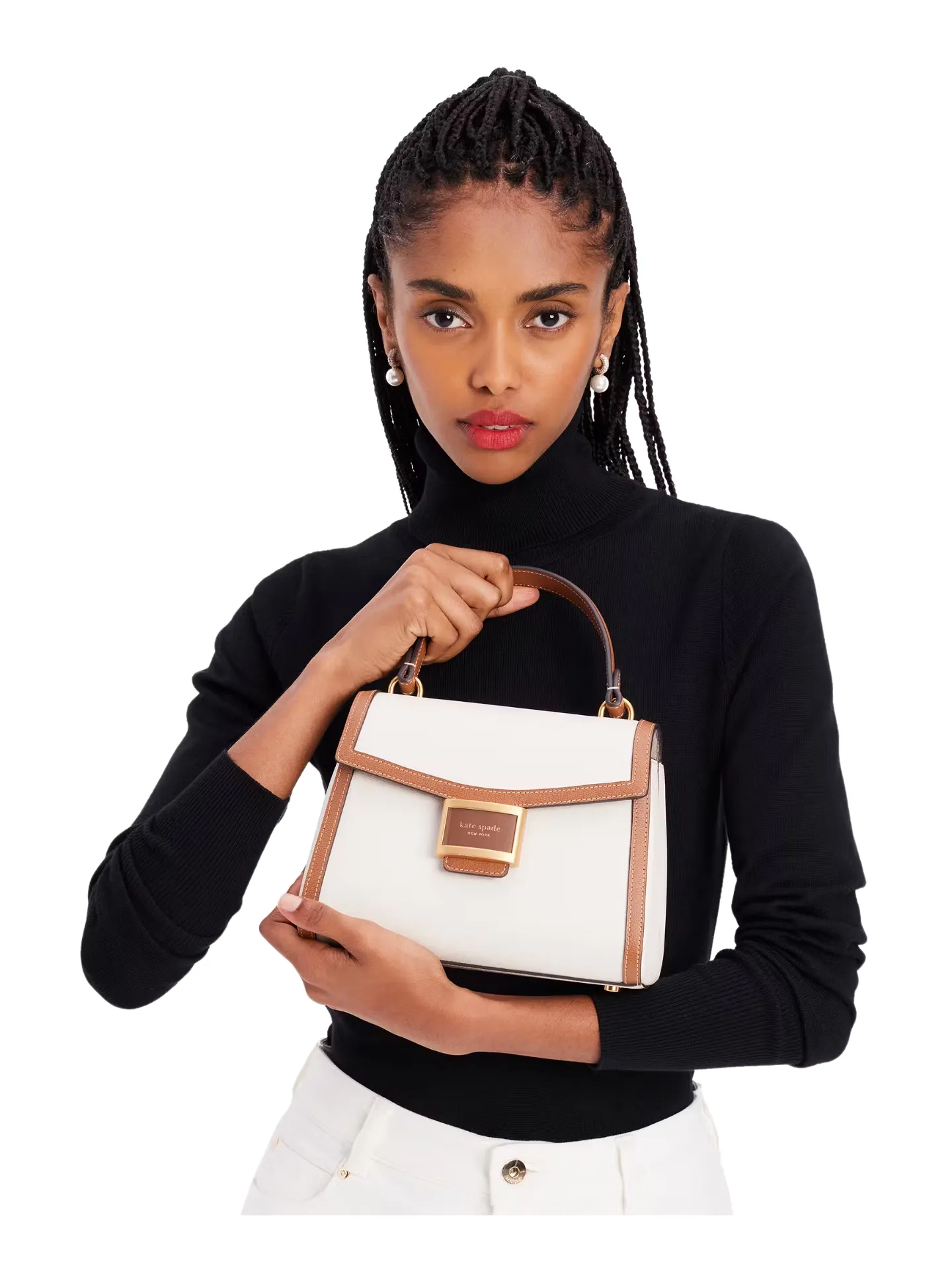 Kate Spade Katy Colorblocked Small Top-handle Bag Halo White Multi