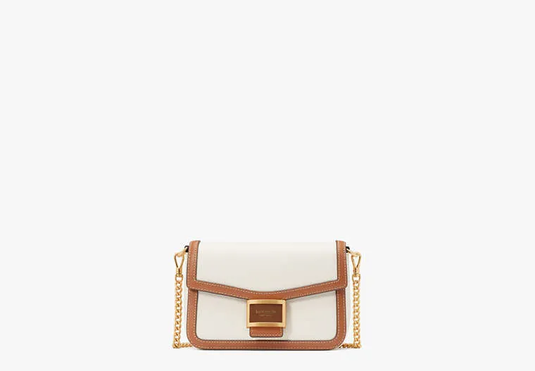 Katy Colorblocked Textured Leather Flap Chain Crossbody