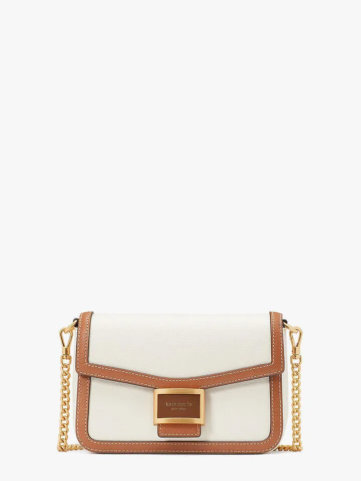 Katy Colorblocked Textured Leather Flap Chain Crossbody
