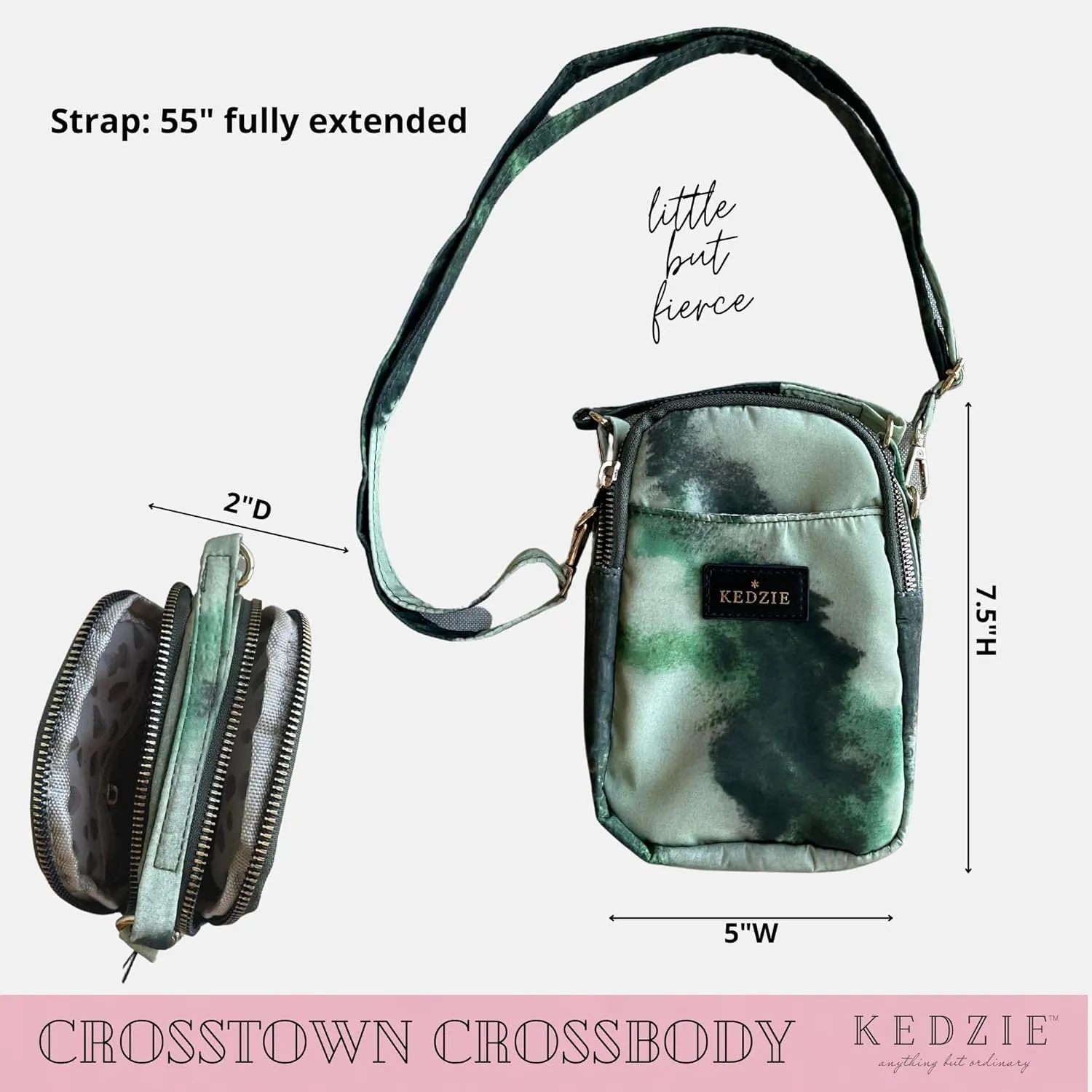 KEDZIE Crosstown Crossbody Zipper Bag with Adjustable Strap