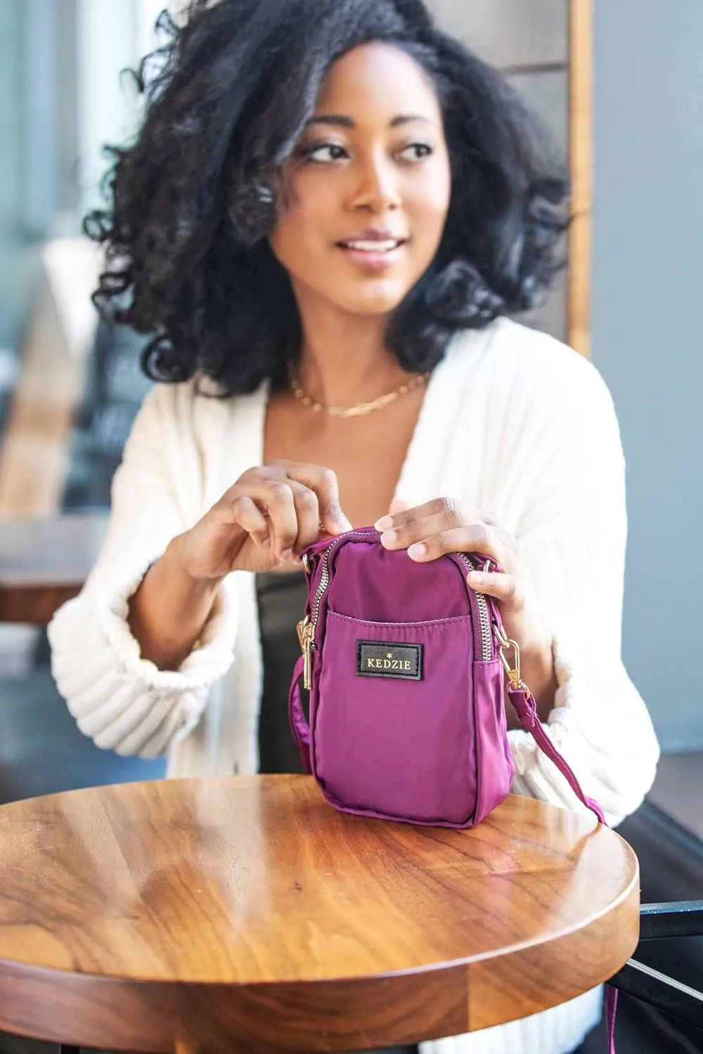 KEDZIE Crosstown Crossbody Zipper Bag with Adjustable Strap