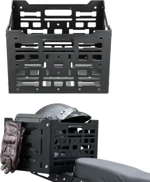 KEMIMOTO Rear Rack Luggage Storage Basket Compatible with Trail 125 CT125 Grom Super73 Aluminum MOLLE Crate Folding Storage Basket Holder Electric Bike Accessoires Luggage Rack