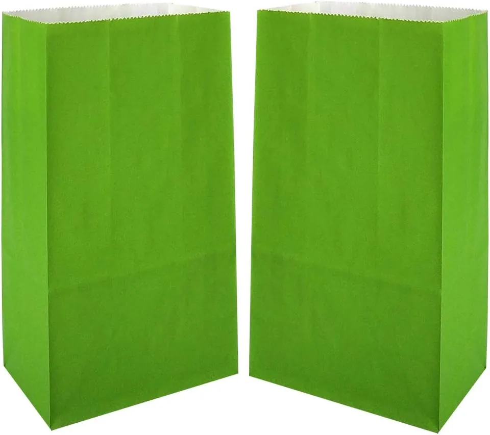 KEYYOOMY 100 CT Small Green Paper Bags Green Party Favor Bags Party Goodie Bag Paper Lunch Bag (100 CT, 3.1 X 5.1 X 9.4 In)