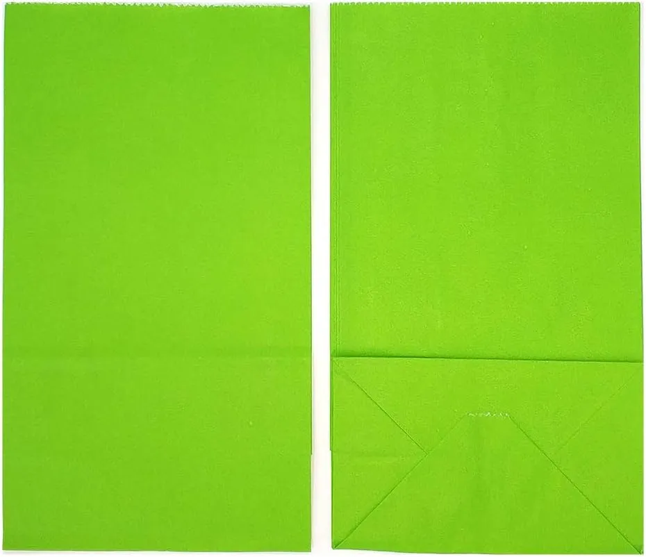 KEYYOOMY 100 CT Small Green Paper Bags Green Party Favor Bags Party Goodie Bag Paper Lunch Bag (100 CT, 3.1 X 5.1 X 9.4 In)