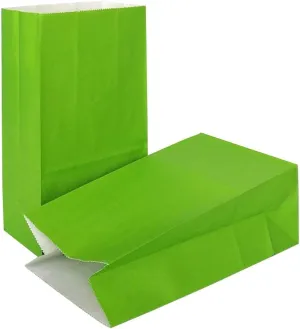 KEYYOOMY 100 CT Small Green Paper Bags Green Party Favor Bags Party Goodie Bag Paper Lunch Bag (100 CT, 3.1 X 5.1 X 9.4 In)