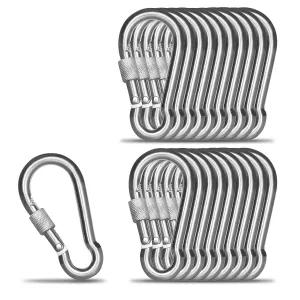 KINLINK 20 Pack Screw Locking Carabiner, 3.15 inch Heavy Duty Carabiner Clips, 304 Stainless Steel Small Caribeener Clips, Caribiniers for Outdoor Camping, Swing, Hammock, Hiking, Quick Link
