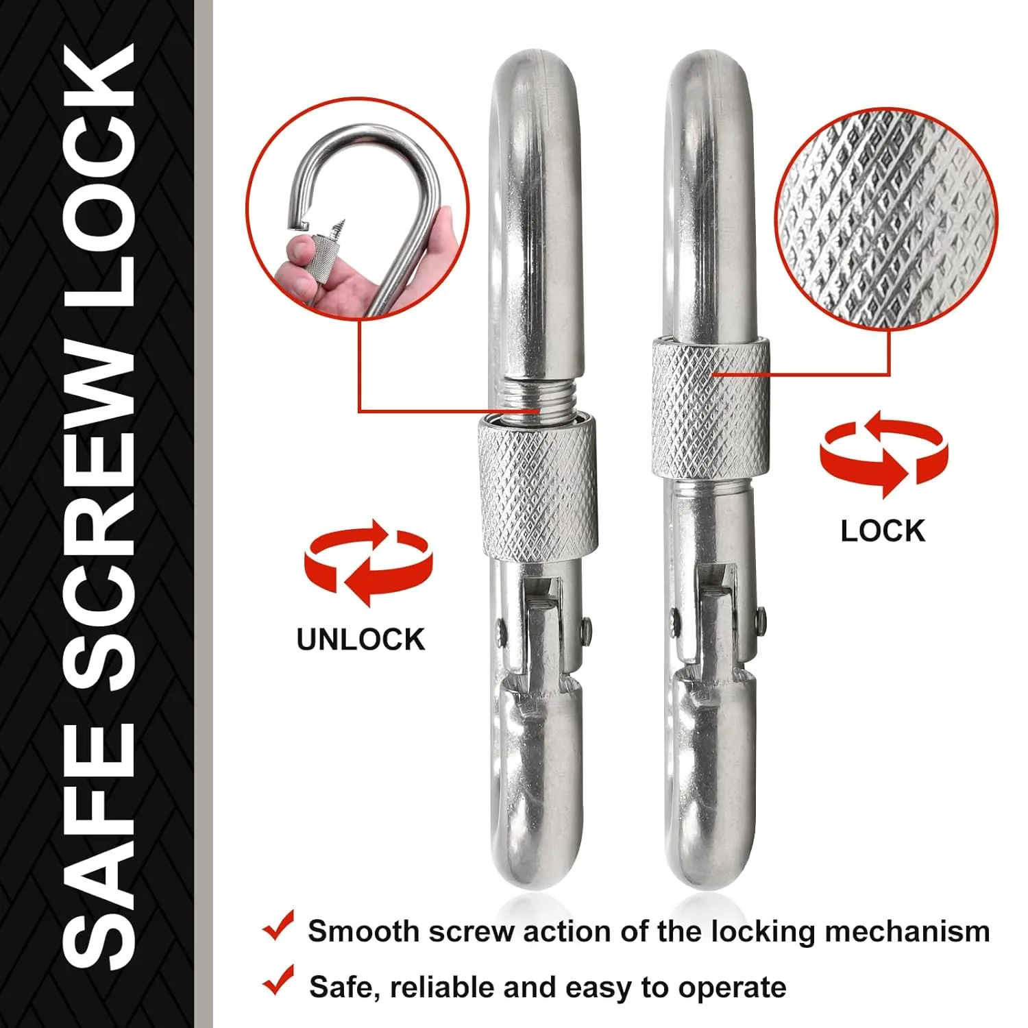 KINLINK 20 Pack Screw Locking Carabiner, 3.15 inch Heavy Duty Carabiner Clips, 304 Stainless Steel Small Caribeener Clips, Caribiniers for Outdoor Camping, Swing, Hammock, Hiking, Quick Link