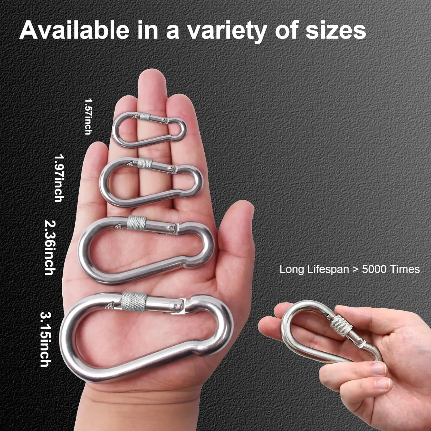 KINLINK 20 Pack Screw Locking Carabiner, 3.15 inch Heavy Duty Carabiner Clips, 304 Stainless Steel Small Caribeener Clips, Caribiniers for Outdoor Camping, Swing, Hammock, Hiking, Quick Link