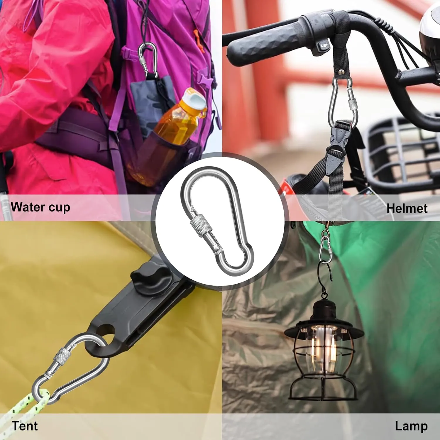 KINLINK 20 Pack Screw Locking Carabiner, 3.15 inch Heavy Duty Carabiner Clips, 304 Stainless Steel Small Caribeener Clips, Caribiniers for Outdoor Camping, Swing, Hammock, Hiking, Quick Link