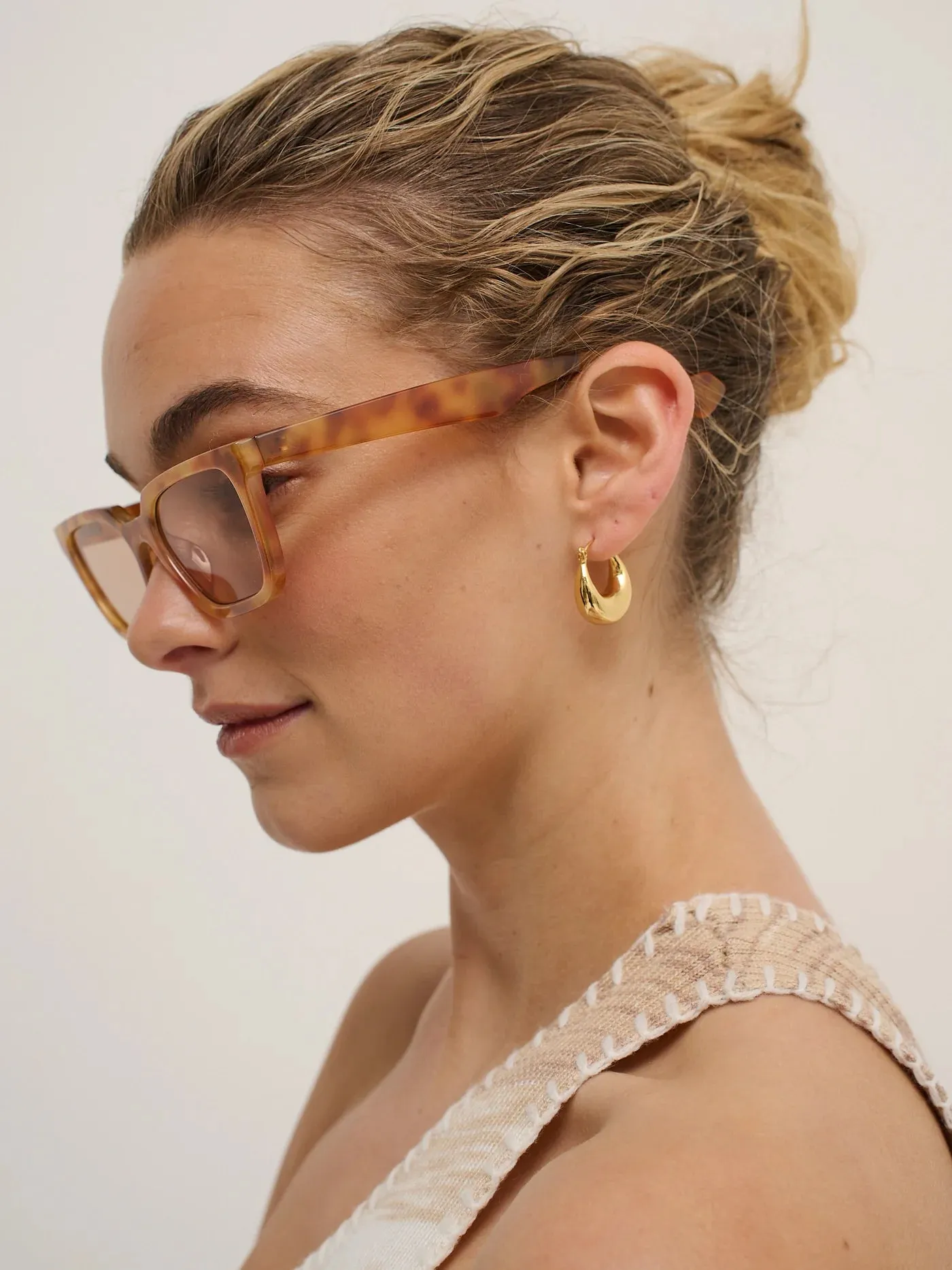 Kitty Rectangular Sunglasses in Vintage Tort