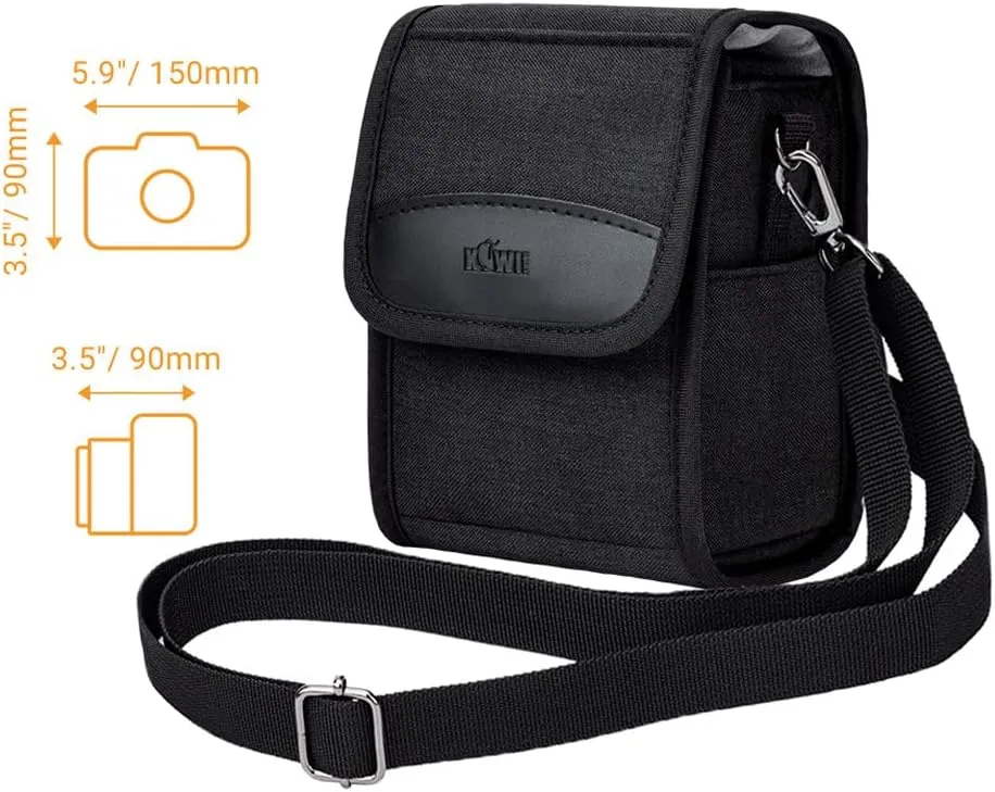 KIWIFOTOS Travel Camera Bag with Strap, Camera Carrying Case for Fujifilm Fuji X100VI X100V X100F Sony A6700 A6600 A6000 A6100 Ricoh GR III CANON POWERSHOT V1 Compact Camera Bags Black