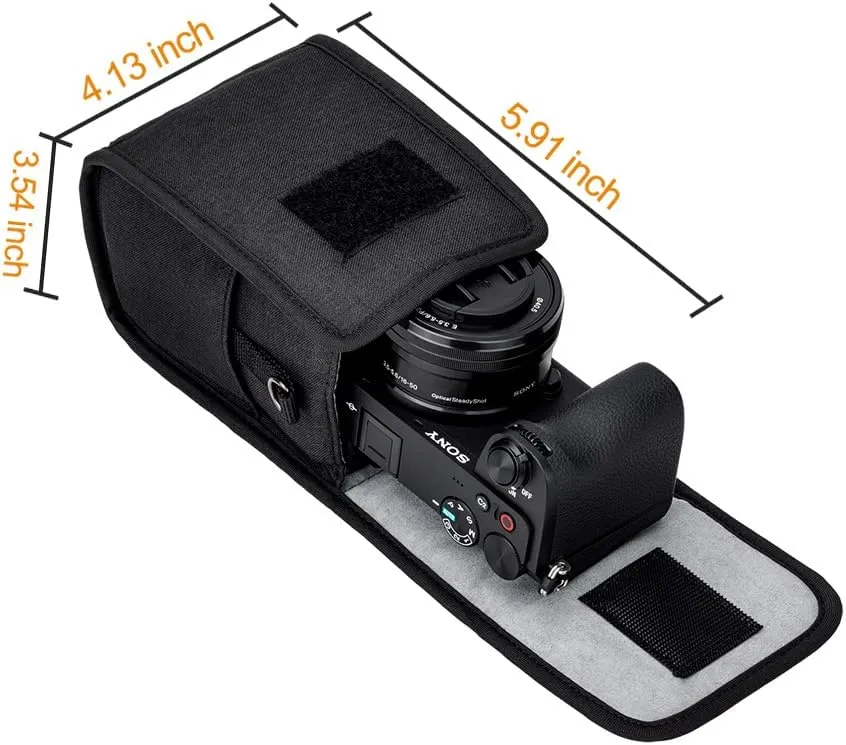 KIWIFOTOS Travel Camera Bag with Strap, Camera Carrying Case for Fujifilm Fuji X100VI X100V X100F Sony A6700 A6600 A6000 A6100 Ricoh GR III CANON POWERSHOT V1 Compact Camera Bags Black