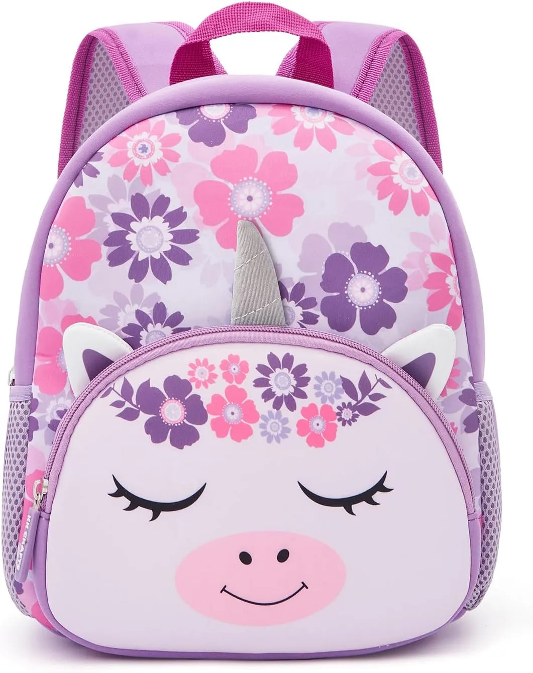 KK CRAFTS Preschool Backpack Toddler Neoprene Animal Schoolbag Lunch backpack for Kids Boys Girls(Silver-Horn Unicorn)