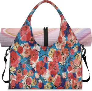 KOBLEN Yoga Gym Bags for Women Duffel Bag with Shoe Compartment and Yoga Mat Portable Weekender Bags for Pilates Travel Offices Workout Beach
