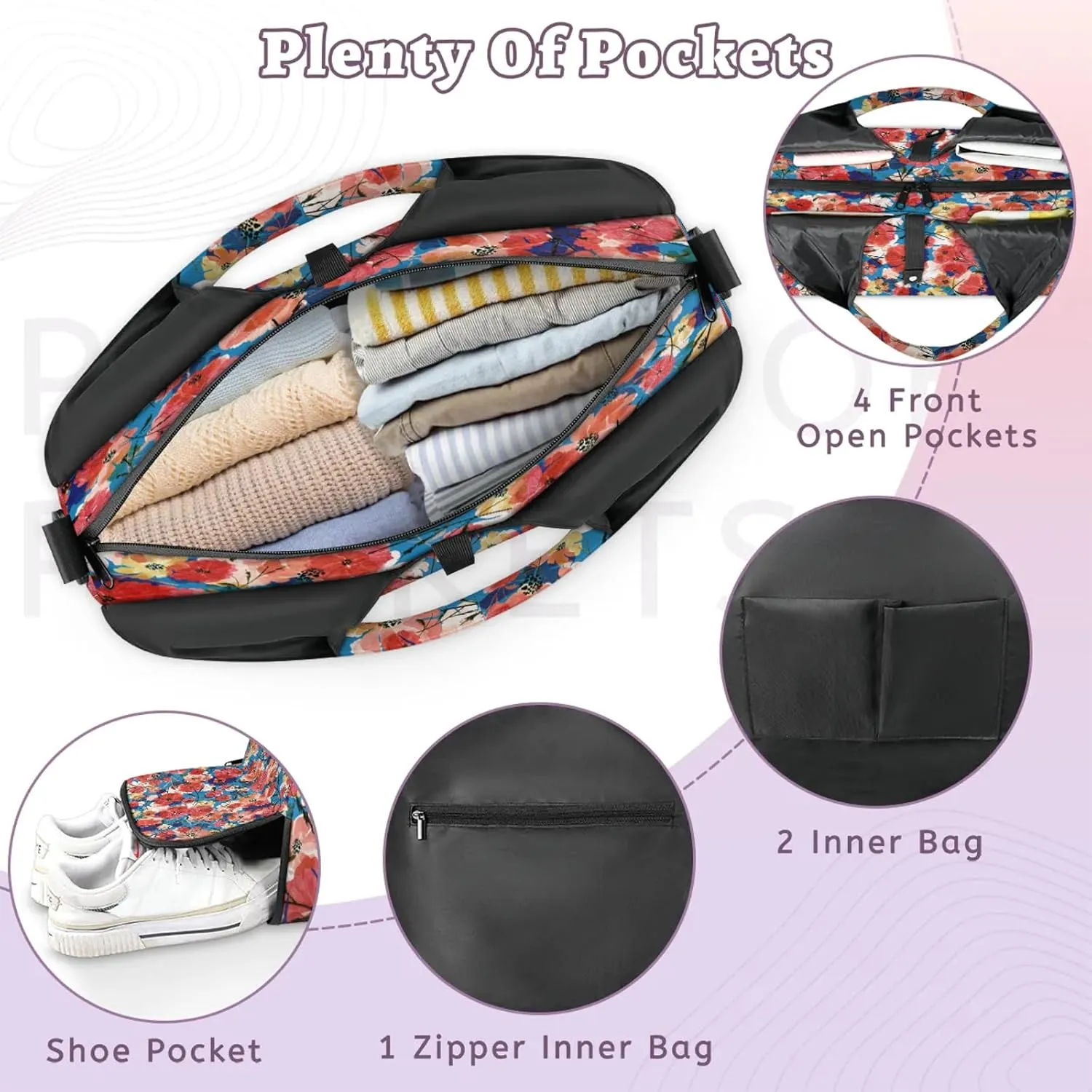 KOBLEN Yoga Gym Bags for Women Duffel Bag with Shoe Compartment and Yoga Mat Portable Weekender Bags for Pilates Travel Offices Workout Beach