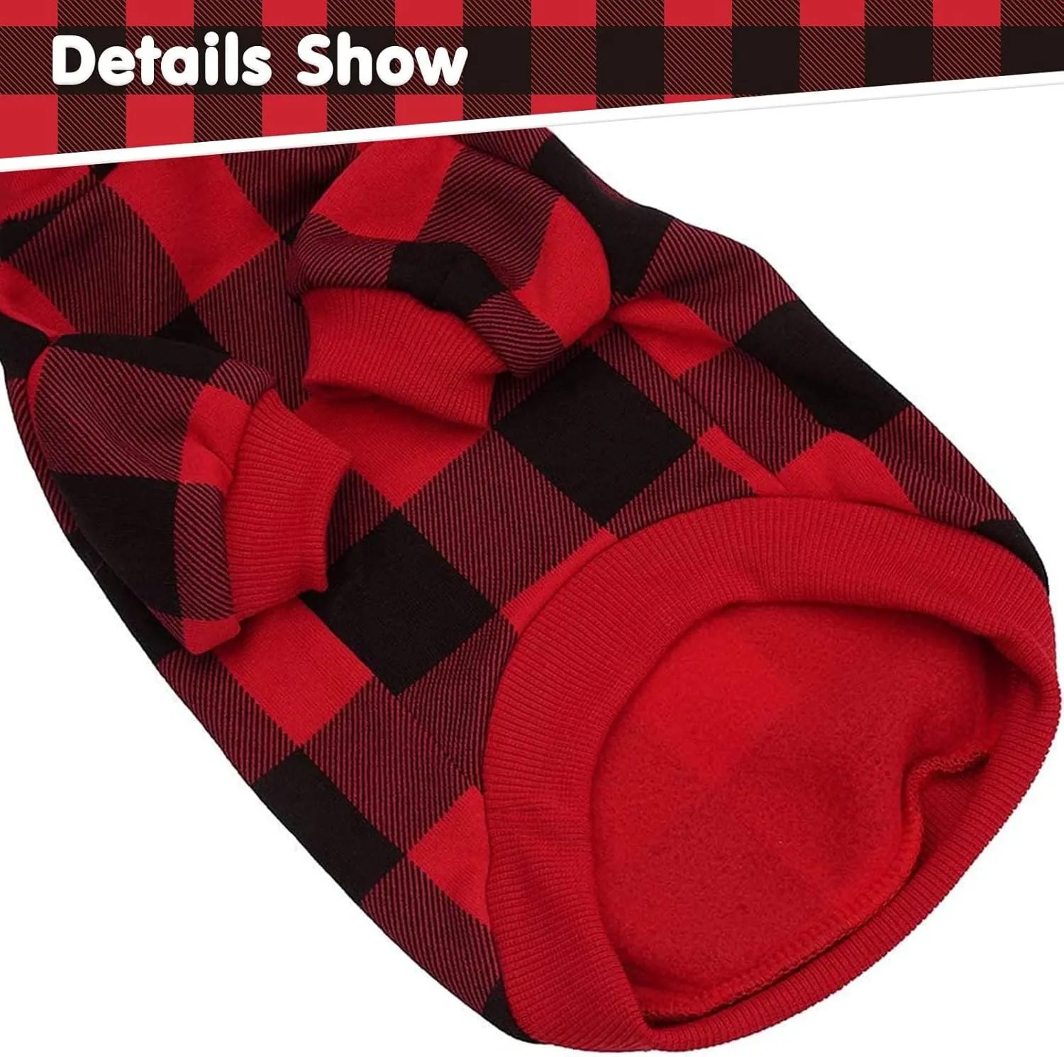 KOOLTAIL Plaid Dog Hoodie Pet Clothes Sweater with Hat and Pocket for Small Medium Large Size Dogs, Soft Winter Warm Dog Cold Weather Coat, Fleece Fall Dog Hooded Sweatshirt for Puppy Cats, Red XL