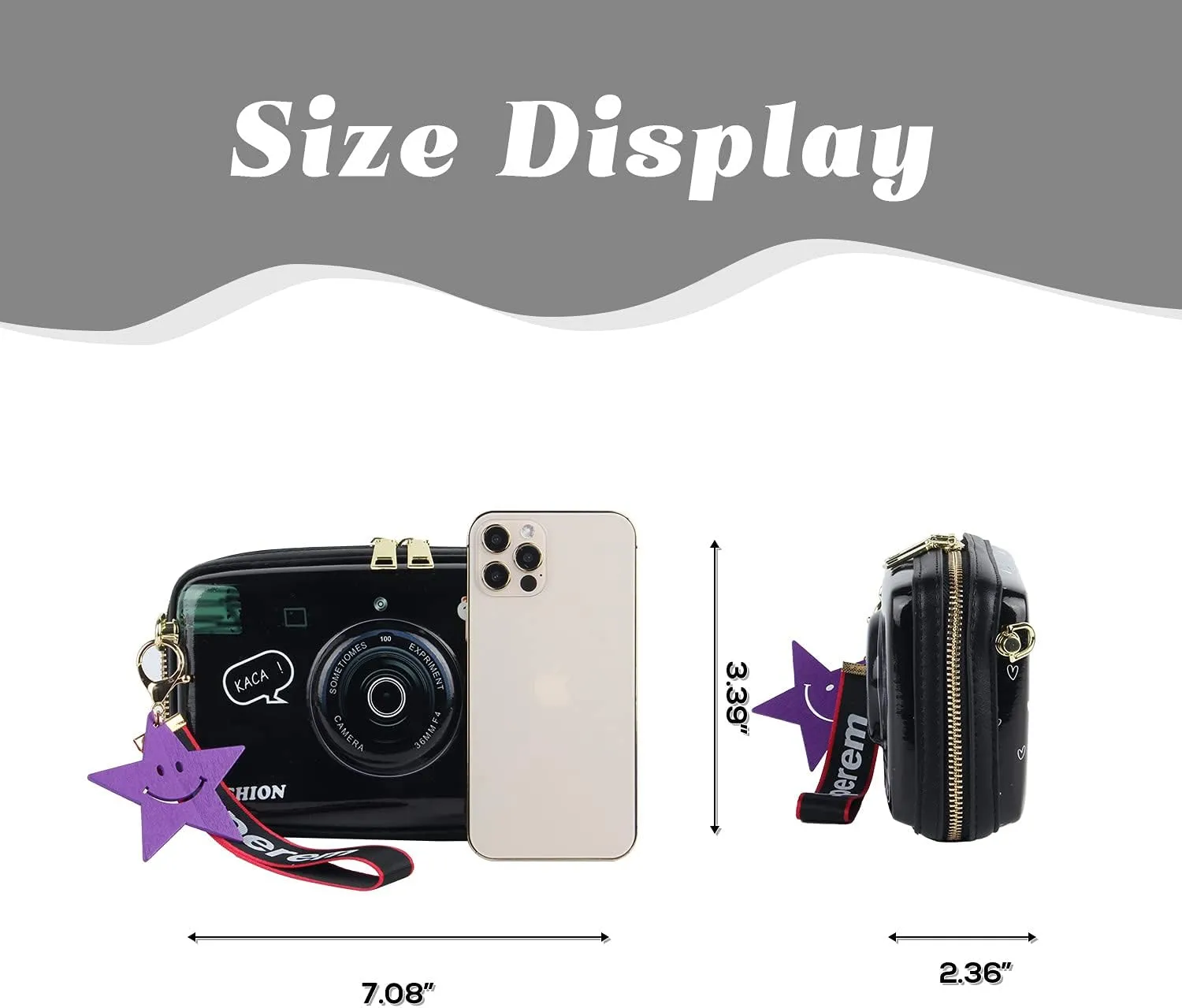 KUANG! Women Fashion Camera Shaped Crossbody Handbag PU Leather Vintage Shoulder Bag Novelty Clutch Box Purse