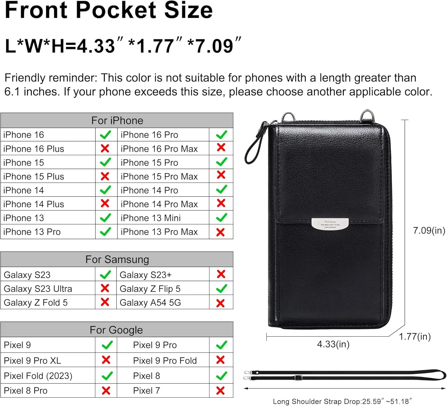 KUKOO Small Crossbody Bag Cell Phone Purse Wallet with Credit Card Slots for Women