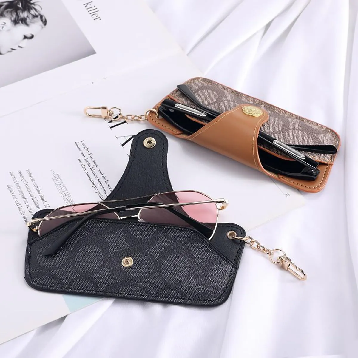 kytasryl Soft Leather Sunglasses Bag,Travel Sunglass Holder Eyeglass Case Portable Slim Sunglasses Pouch
