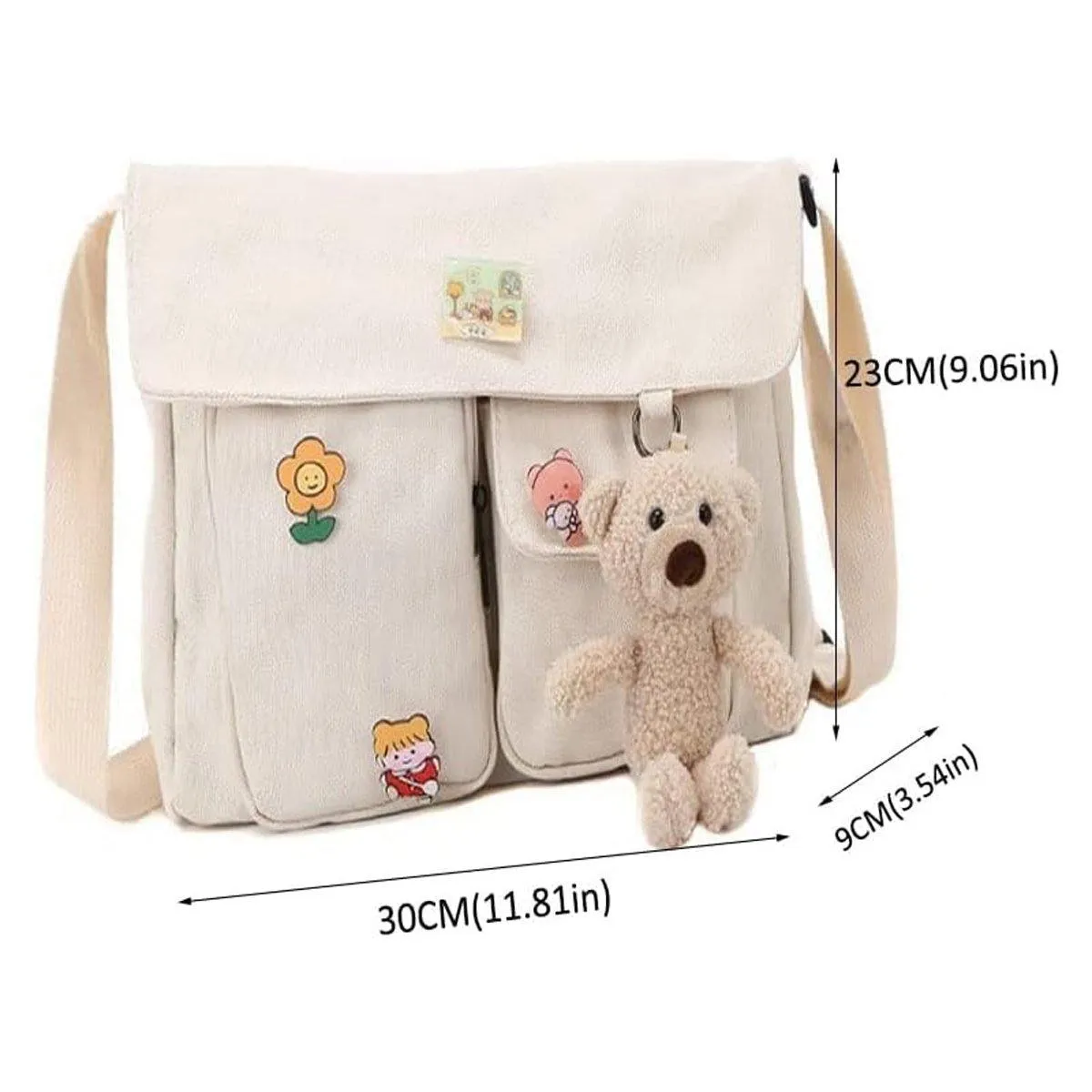 Ladies Small Square Canvas Bag Large Capacity Shoulder Handbag for Everyday Use