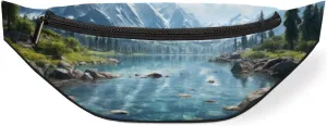 Landscape Mountains Trees Lakes Fanny Pack for Women Men Waist Pack Crossbody Bag with Adjustable Belt for Travel Hiking Running Cycling Festivals