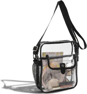 Large Clear Stadium Purse with Drink Holder - Transparent Crossbody Tote Bag for Stadiums, Sports Events, Concerts and Travel