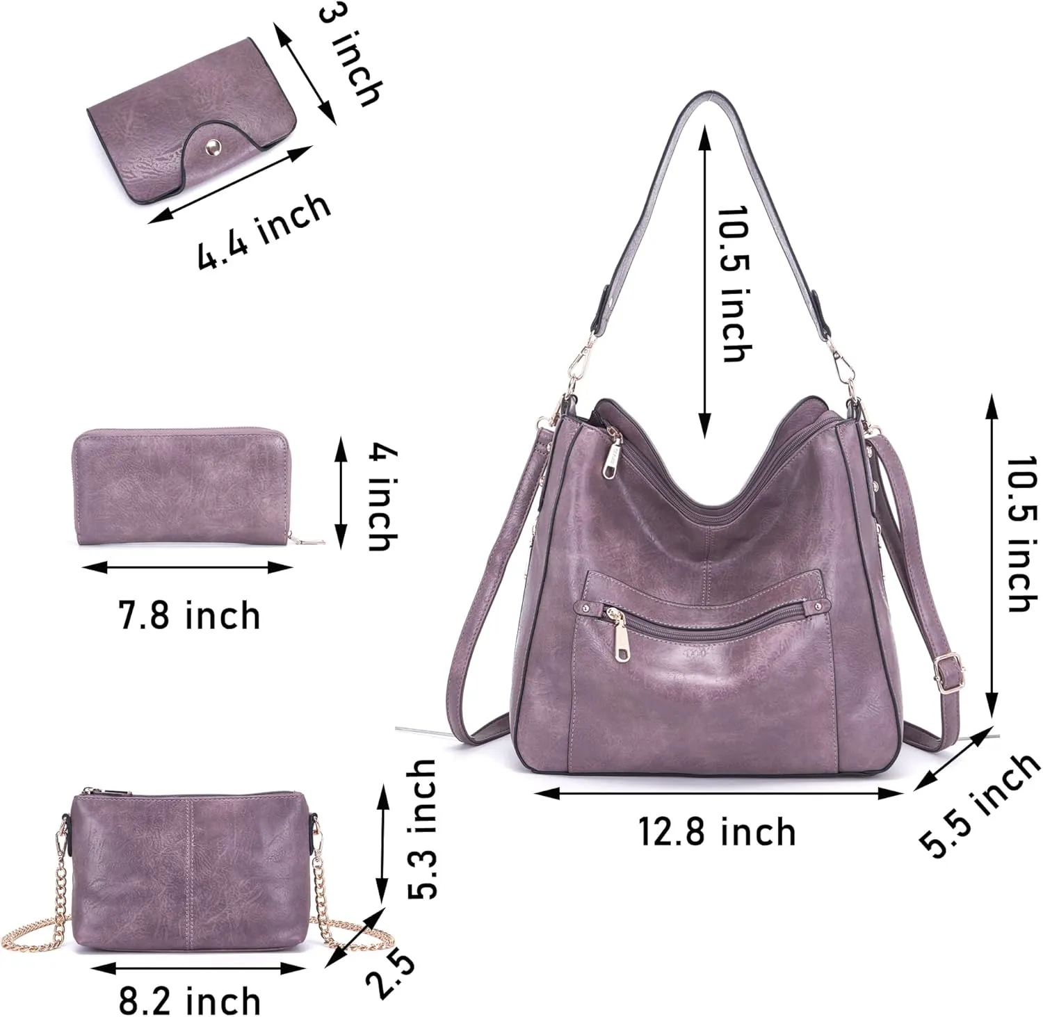 Large Crossbody Purses Set For Women Shoulder Tote Handbags Ladies Hobo Bags With Matching Wallet 4PCS