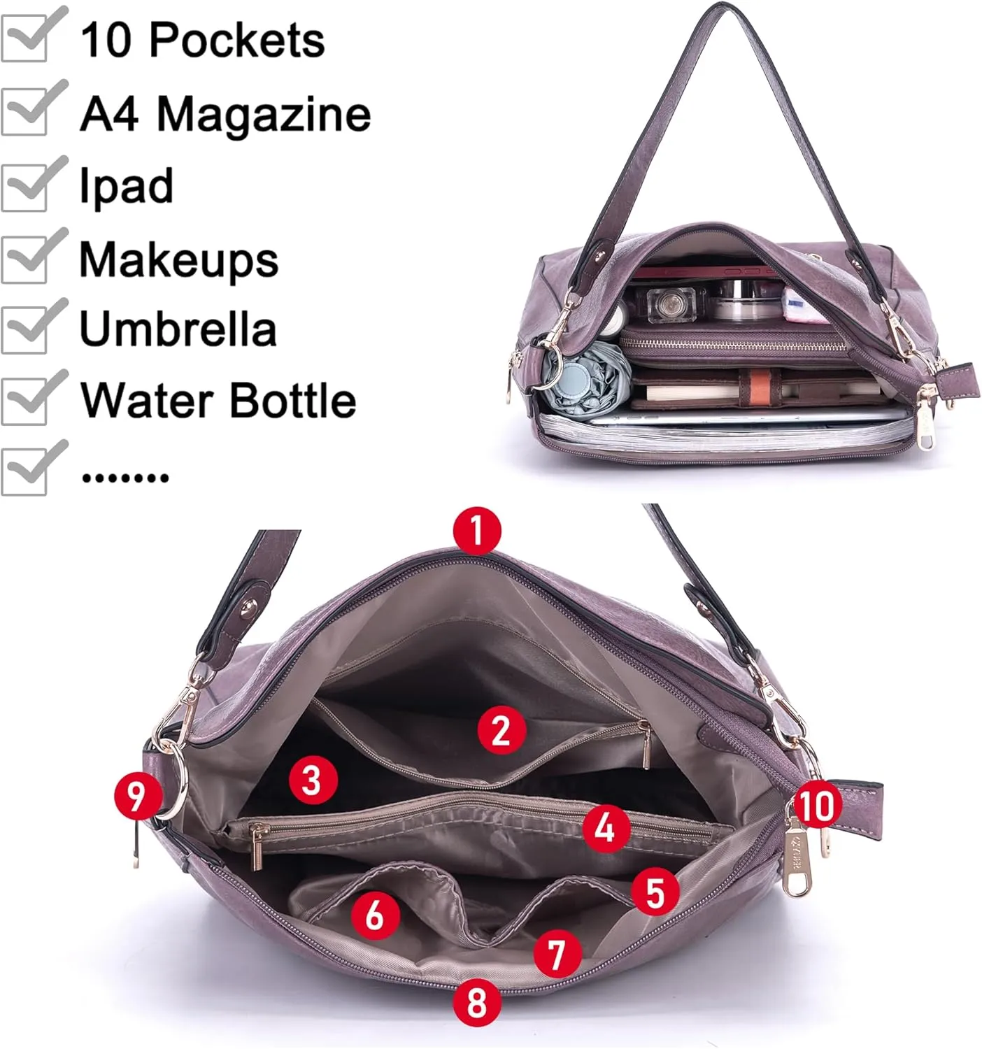 Large Crossbody Purses Set For Women Shoulder Tote Handbags Ladies Hobo Bags With Matching Wallet 4PCS