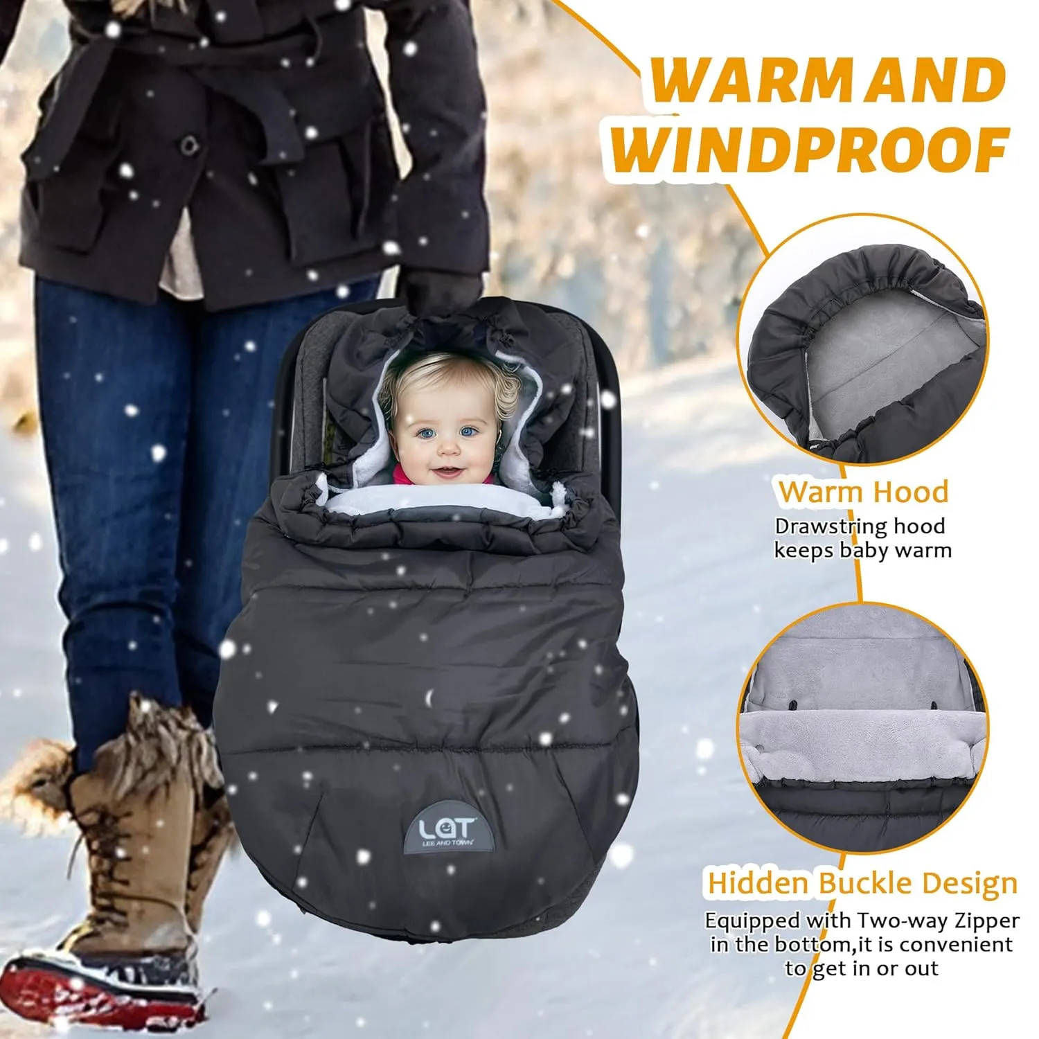 LAT Winter Warm Stroller Footmuff 30 * 18 in Universal Baby Stroller Bunting Bag Toddler Stroller Sleeping Bag Sack Baby Car Seat & Carrier Cover, Winter Baby Essentials,Fit All Strollers