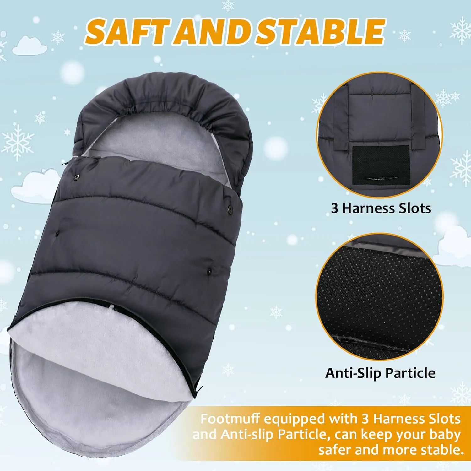 LAT Winter Warm Stroller Footmuff 30 * 18 in Universal Baby Stroller Bunting Bag Toddler Stroller Sleeping Bag Sack Baby Car Seat & Carrier Cover, Winter Baby Essentials,Fit All Strollers