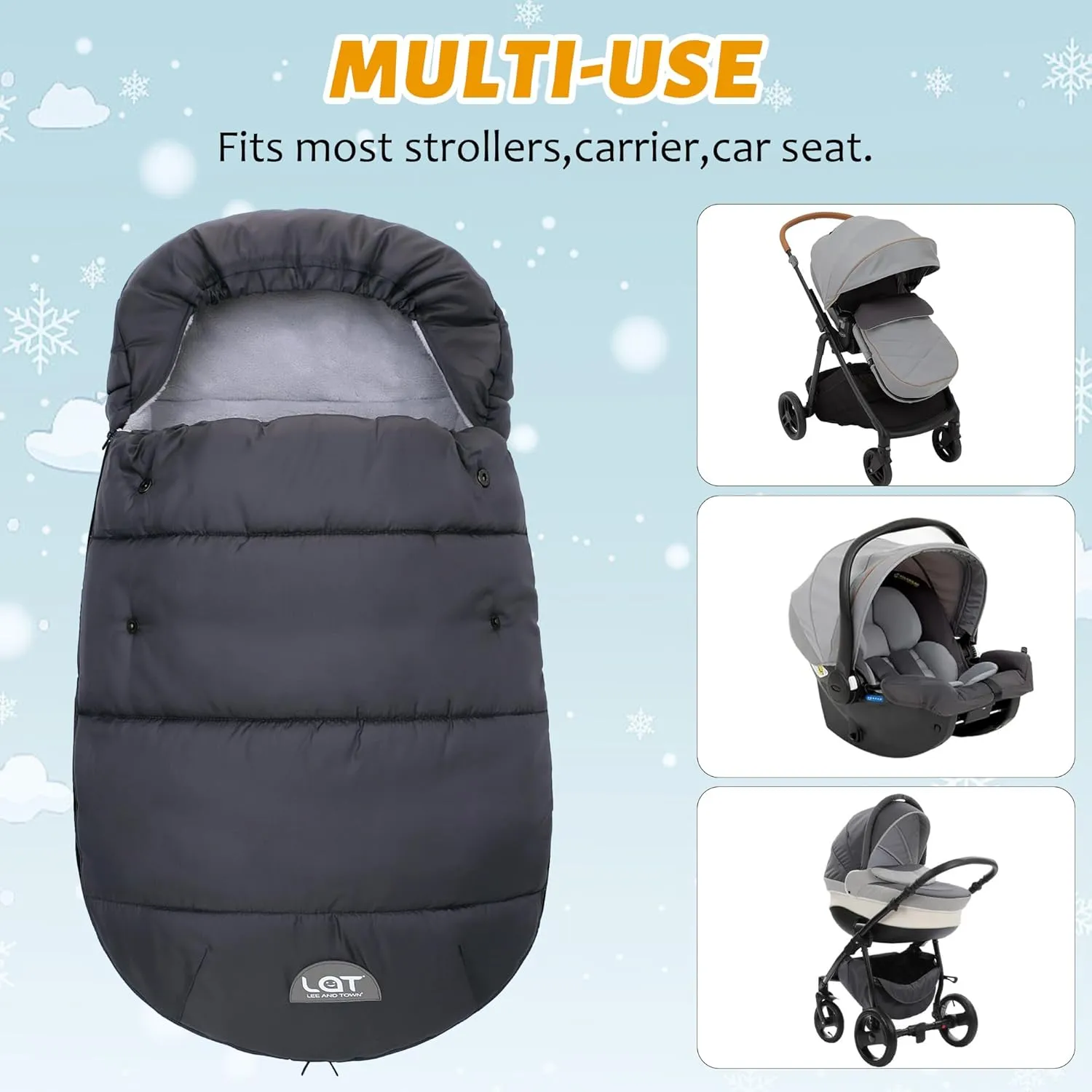 LAT Winter Warm Stroller Footmuff 30 * 18 in Universal Baby Stroller Bunting Bag Toddler Stroller Sleeping Bag Sack Baby Car Seat & Carrier Cover, Winter Baby Essentials,Fit All Strollers