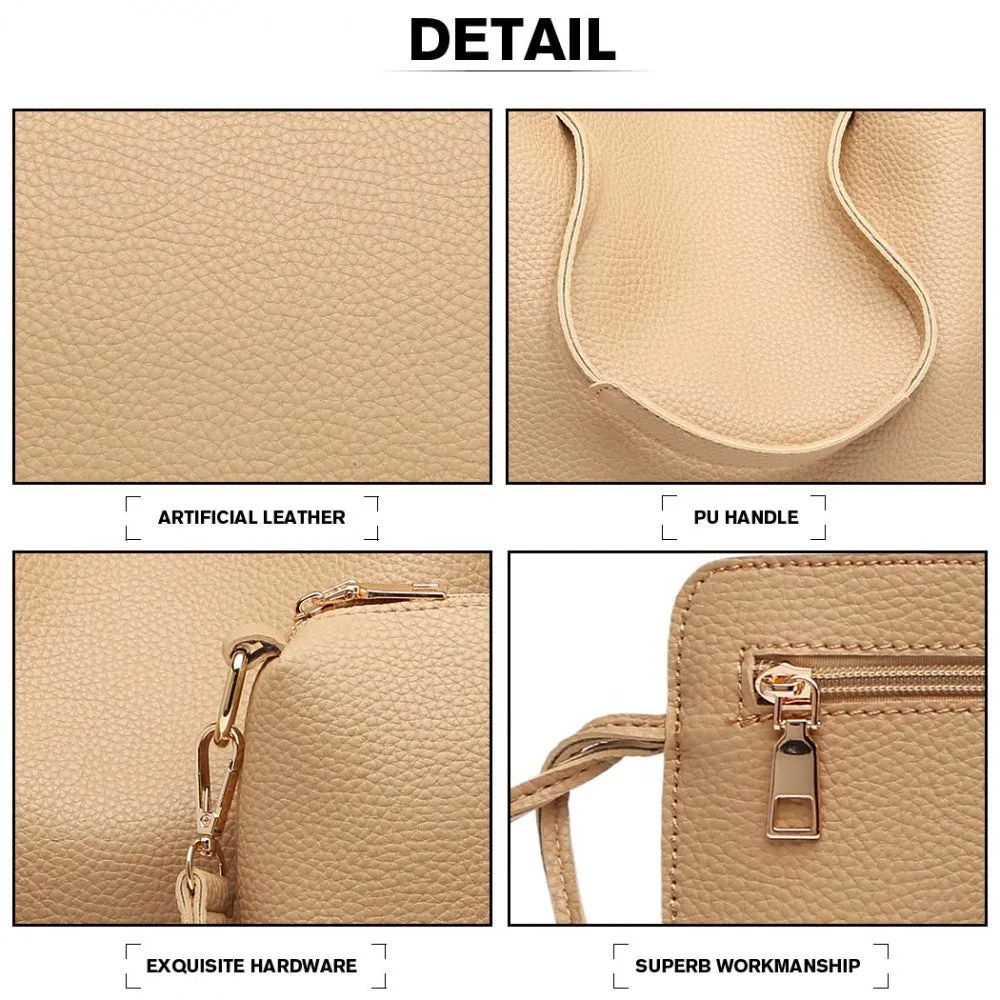 Lb1937 - Miss Lulu 4 Piece Set Shoulder Tote Handbag - Beige