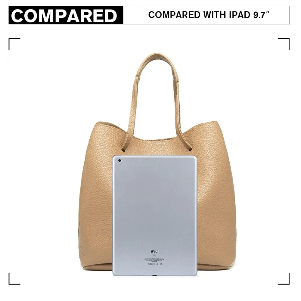 Lb1937 - Miss Lulu 4 Piece Set Shoulder Tote Handbag - Beige