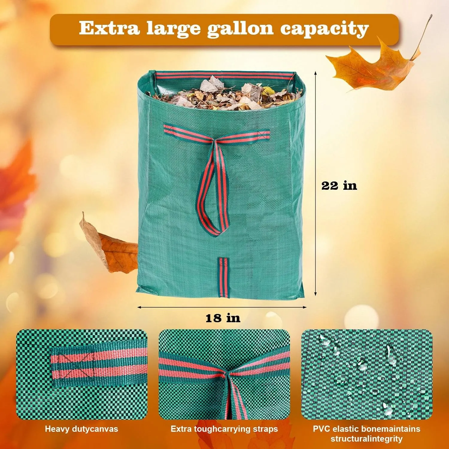Leaf Collector,Reusable Yard Waste Bags 3 PACK,40 Gallons Leaf Bag Holder,Collapsible Garden Bags, Reuseable Heavy Duty Lawn and Leaf Bag, Yard Garden Bags for Leaves Lawn Grass Clippings
