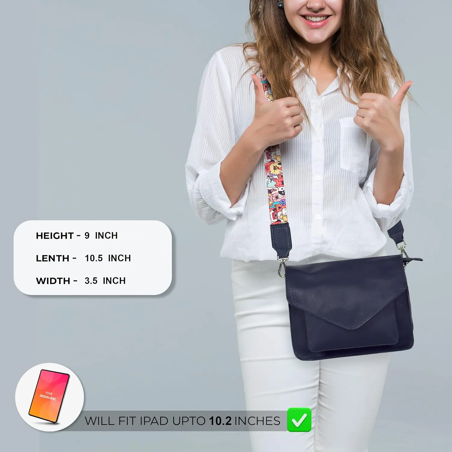 Leather Flapover Crossbody Handbag Purse for Women with Adjustable Strap & Overflap Snap Closure Tote/Bag