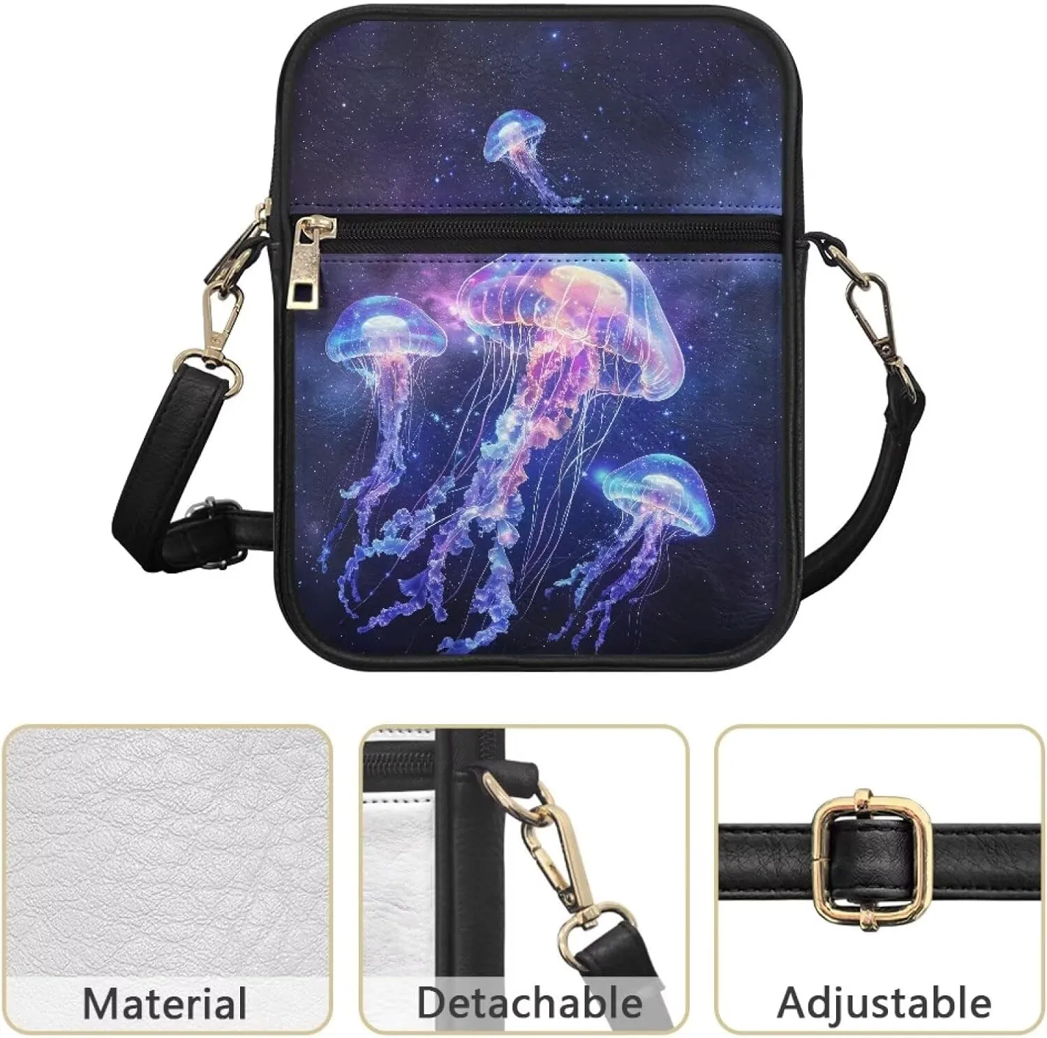 Leather Messenger Bag for Women Crossbody Cell Phone Purse Small Shoulder Pouch for Outdoor 9.5 inch
