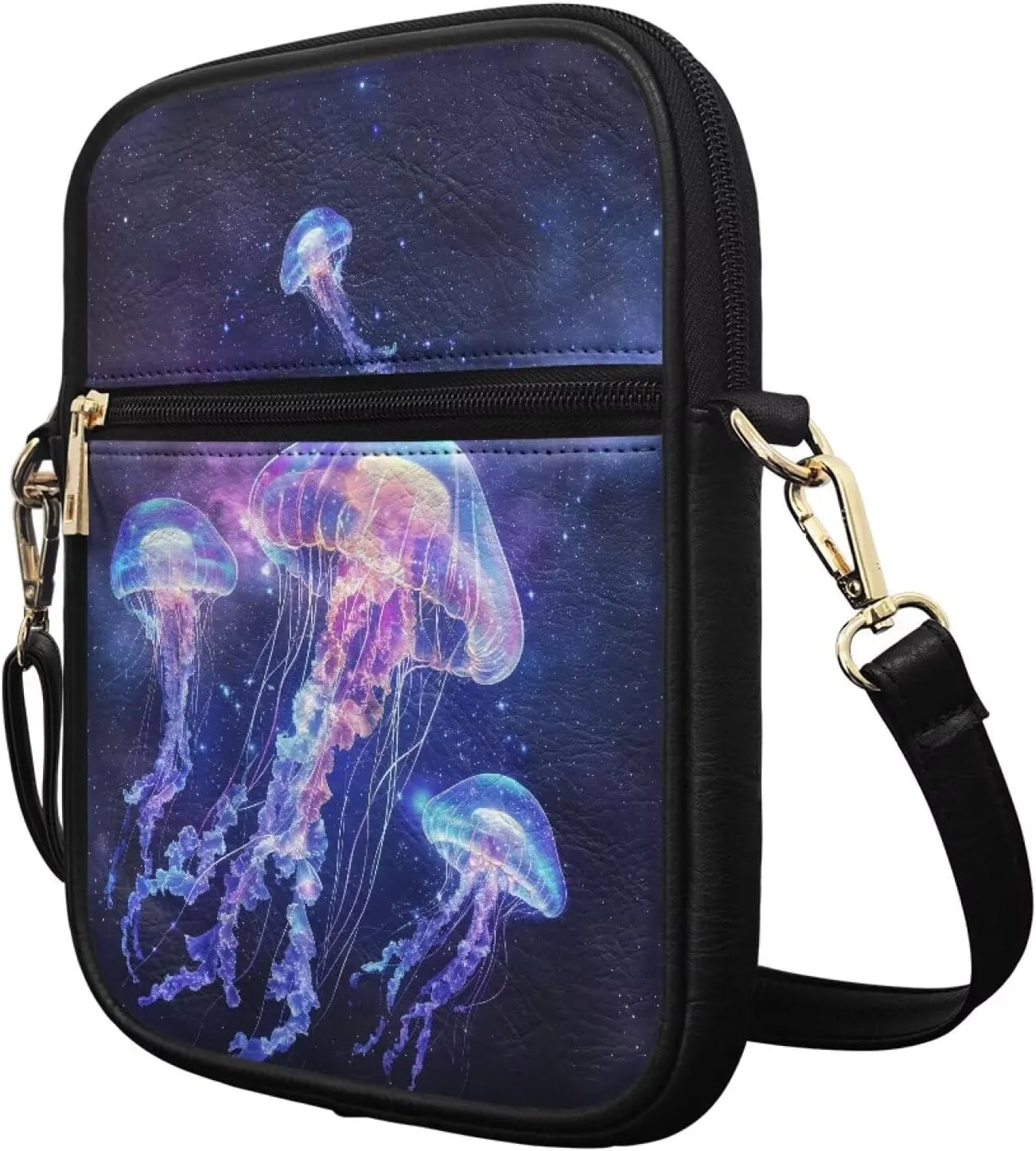 Leather Messenger Bag for Women Crossbody Cell Phone Purse Small Shoulder Pouch for Outdoor 9.5 inch