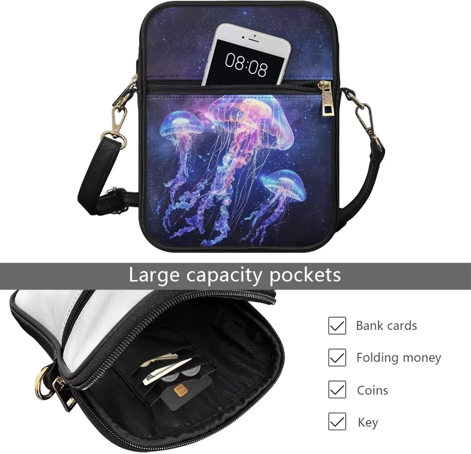 Leather Messenger Bag for Women Crossbody Cell Phone Purse Small Shoulder Pouch for Outdoor 9.5 inch