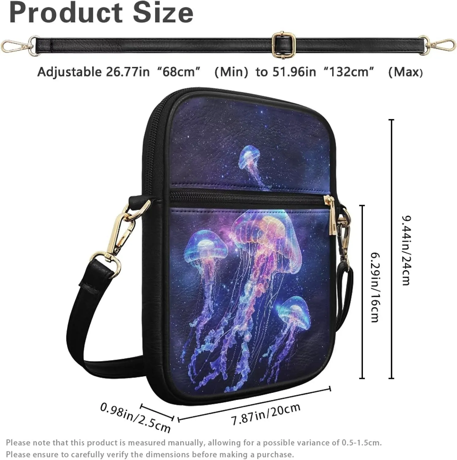 Leather Messenger Bag for Women Crossbody Cell Phone Purse Small Shoulder Pouch for Outdoor 9.5 inch
