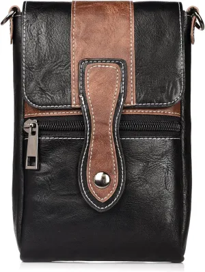 Leather Mobile phone Crossbody Shoulder Holster, Men Waterproof Cell Phone Waist Pack with Belt Loop, SmarstPhone Bag with Card Bag Leather Cell phone Wallet Shoulder Pouch Bag phone Belt Clip Holder