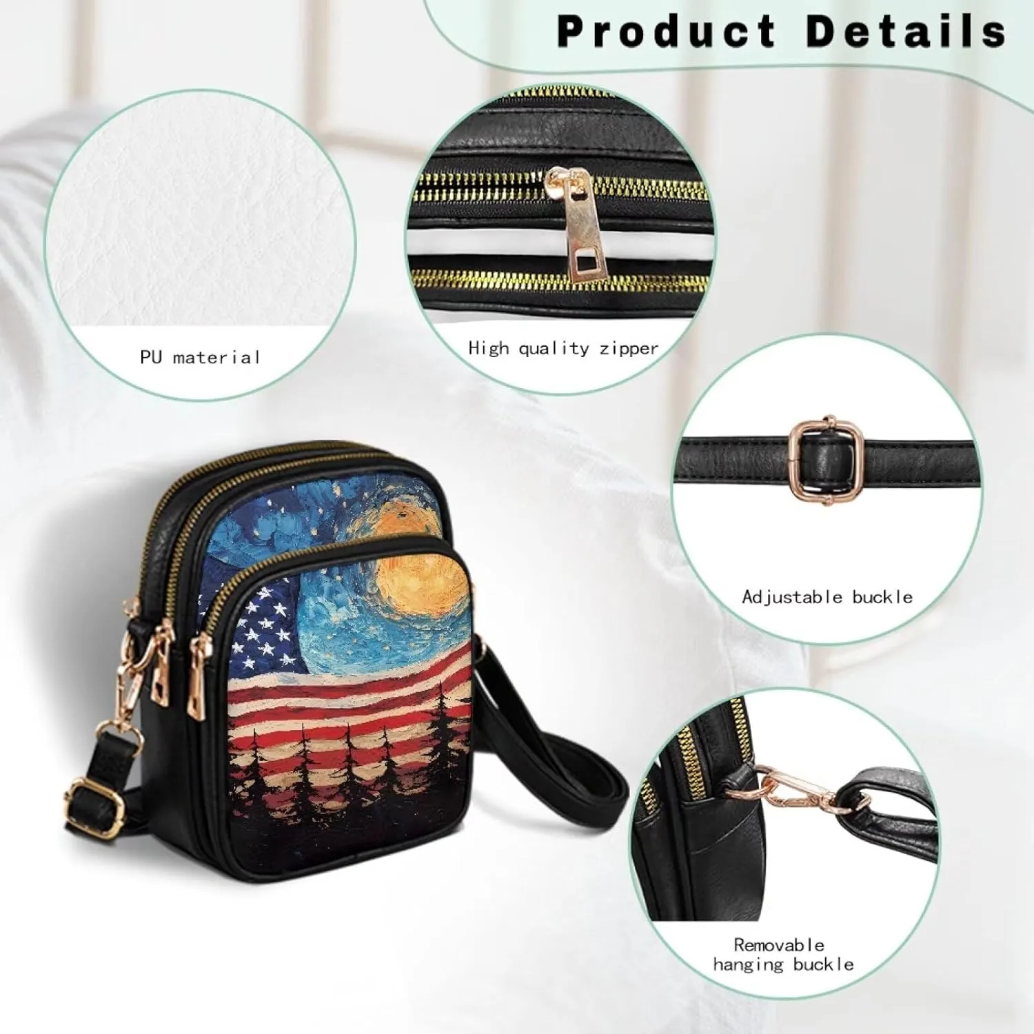 Leather Purse for Women, Leather Shoulder HandBag Multi Pockets Travel Sling Purse Ladies Crossbody Bags