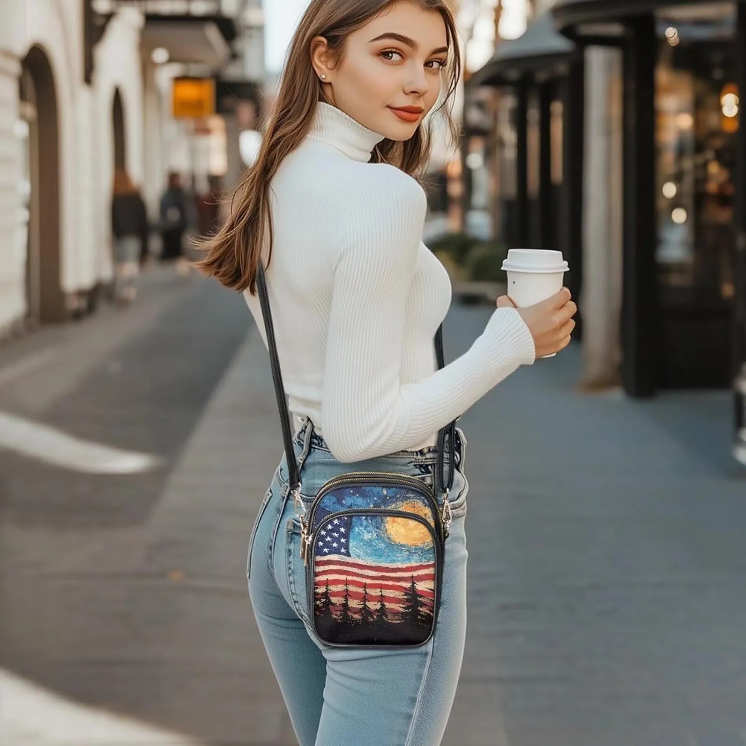Leather Purse for Women, Leather Shoulder HandBag Multi Pockets Travel Sling Purse Ladies Crossbody Bags