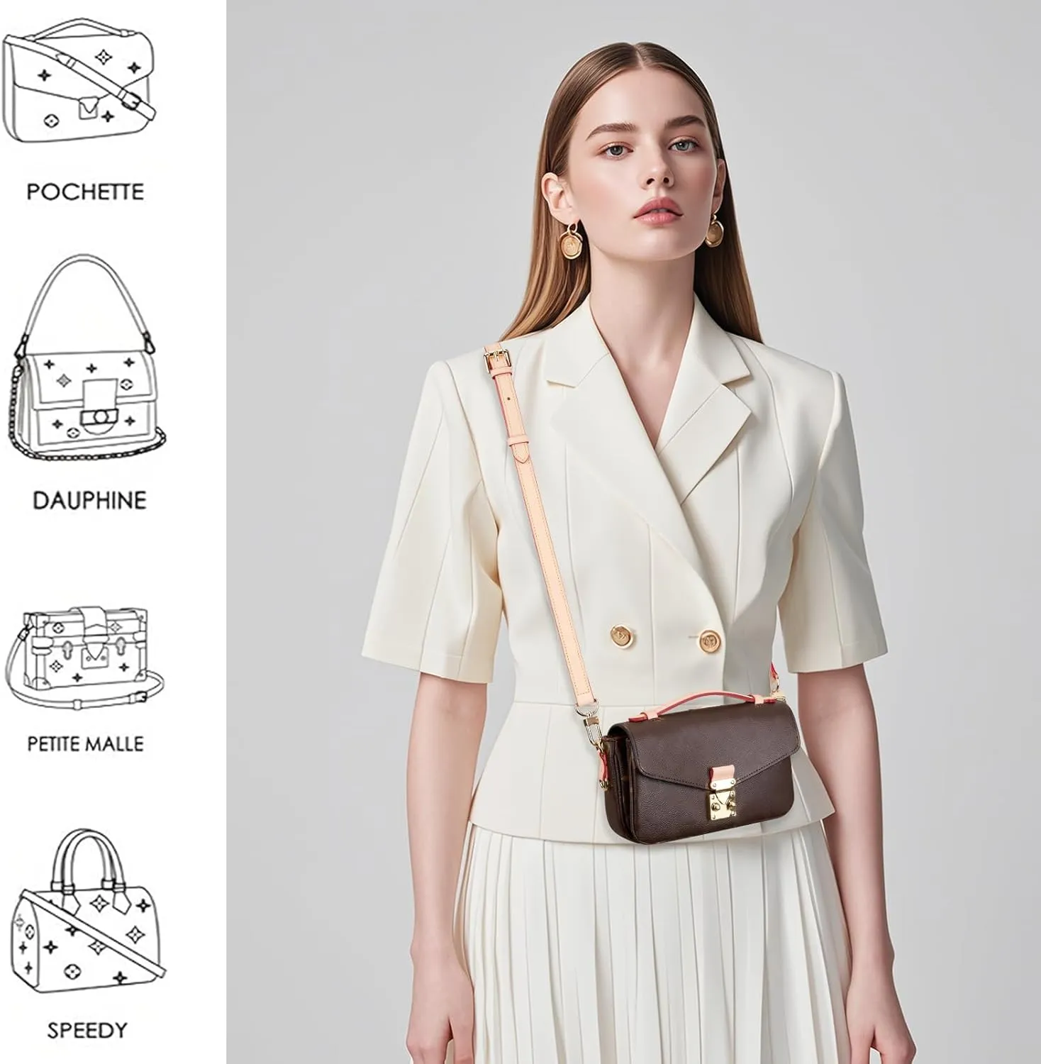 Leather Replacement Bags Strap Crossbody Shoulder Strap for Speedy Women