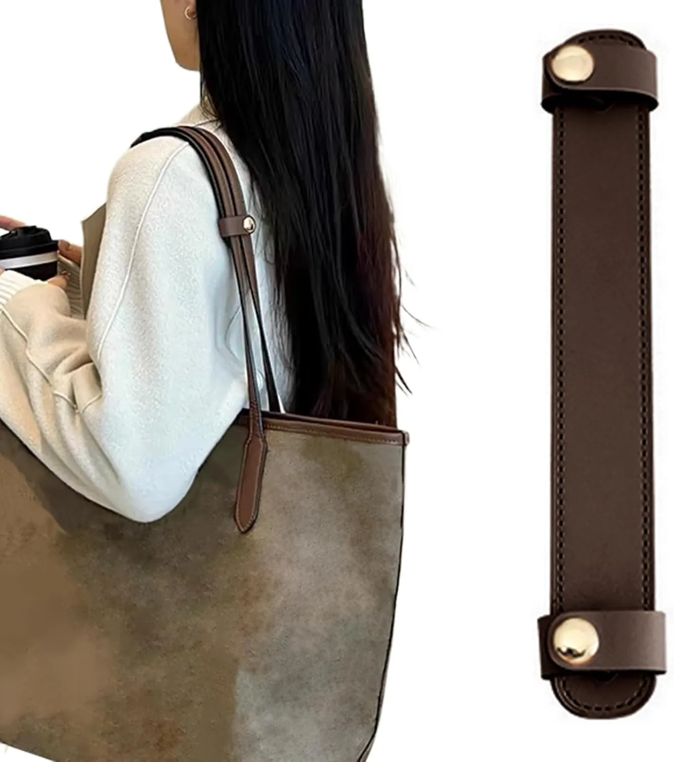 Leather Shoulder Strap Pad Replacement,Cushion Strap Pads Detachable Cover for Tote Bag (Brown-pro)