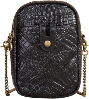 Leather Small West Crossbody Bags for Women | Sling purse with Credit Card Holder Shoulder Women's Handbag (Black) - 0.7 lb.