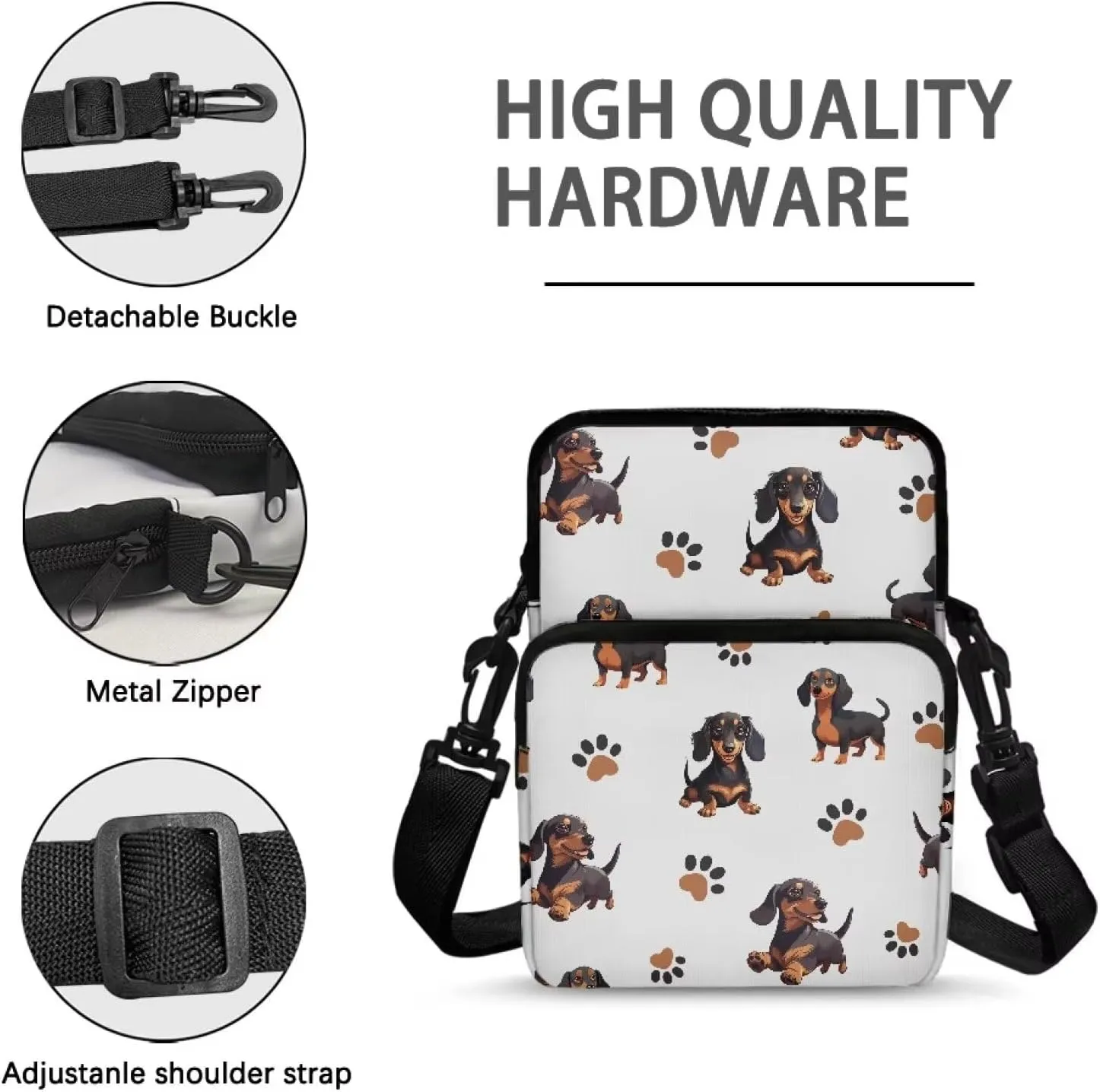 LedBack Cossbody Bag Messenger Bag Crossbody Bag Double Handbag Purse Shoulder Bag with Front Pocket for Women Men