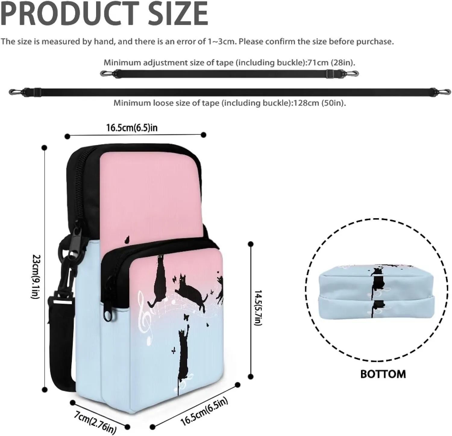 LedBack Cossbody Bag Messenger Bag Crossbody Bag Double Handbag Purse Shoulder Bag with Front Pocket for Women Men
