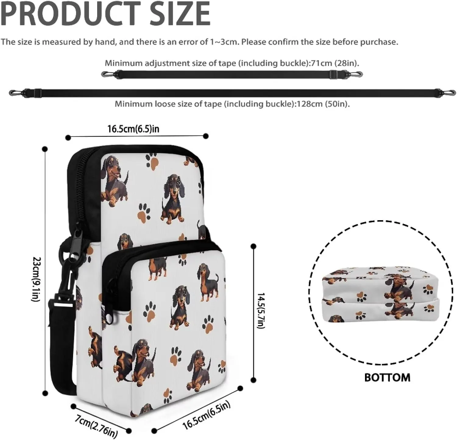 LedBack Cossbody Bag Messenger Bag Crossbody Bag Double Handbag Purse Shoulder Bag with Front Pocket for Women Men
