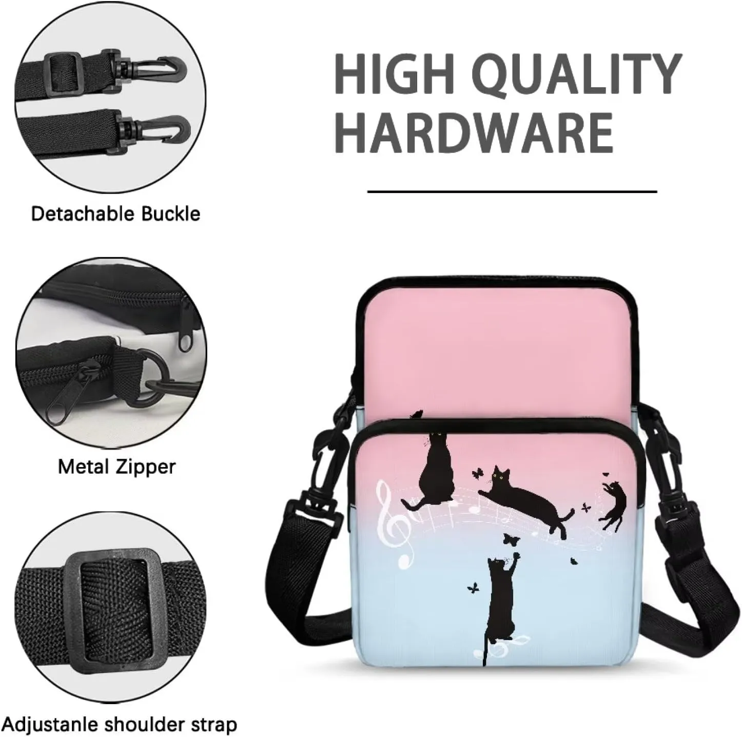LedBack Cossbody Bag Messenger Bag Crossbody Bag Double Handbag Purse Shoulder Bag with Front Pocket for Women Men