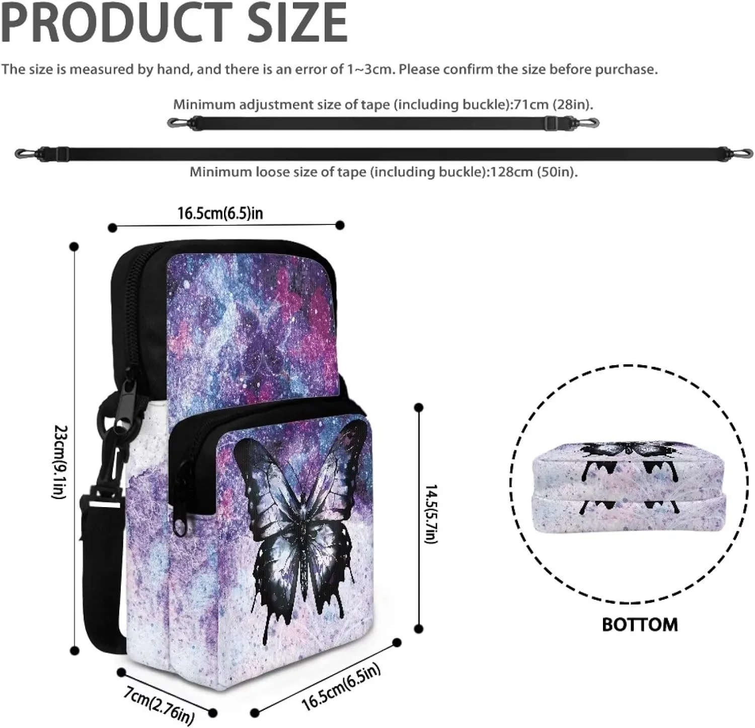 LedBack Fashion Cossbody Messenger Bag Double Clip Crossbody Bag Handbag Purse Shoulder Bag Pretty Gift